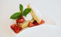 Strawberries and cake dessert