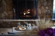 fireplace in lobby lounge